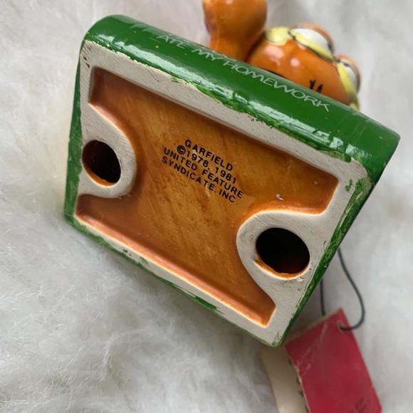 VTG 1981 Enesco Garfield Ceramic Figure “The Dog Ate My Homework” Figurine w Tag - Picture 10 of 11